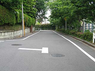 田園調布駅南側の線路脇の道